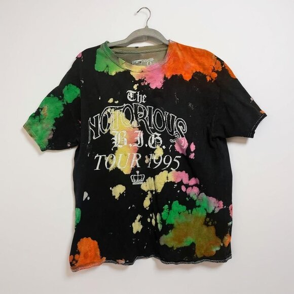Notorious B.I.G Tour 1995 Mens Tie Dye Short Sleeve T-Shirt - Picture 1 of 7